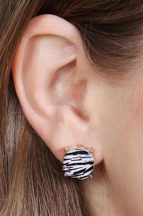 Cushion Cut Earrings - Leopard or Zebra -