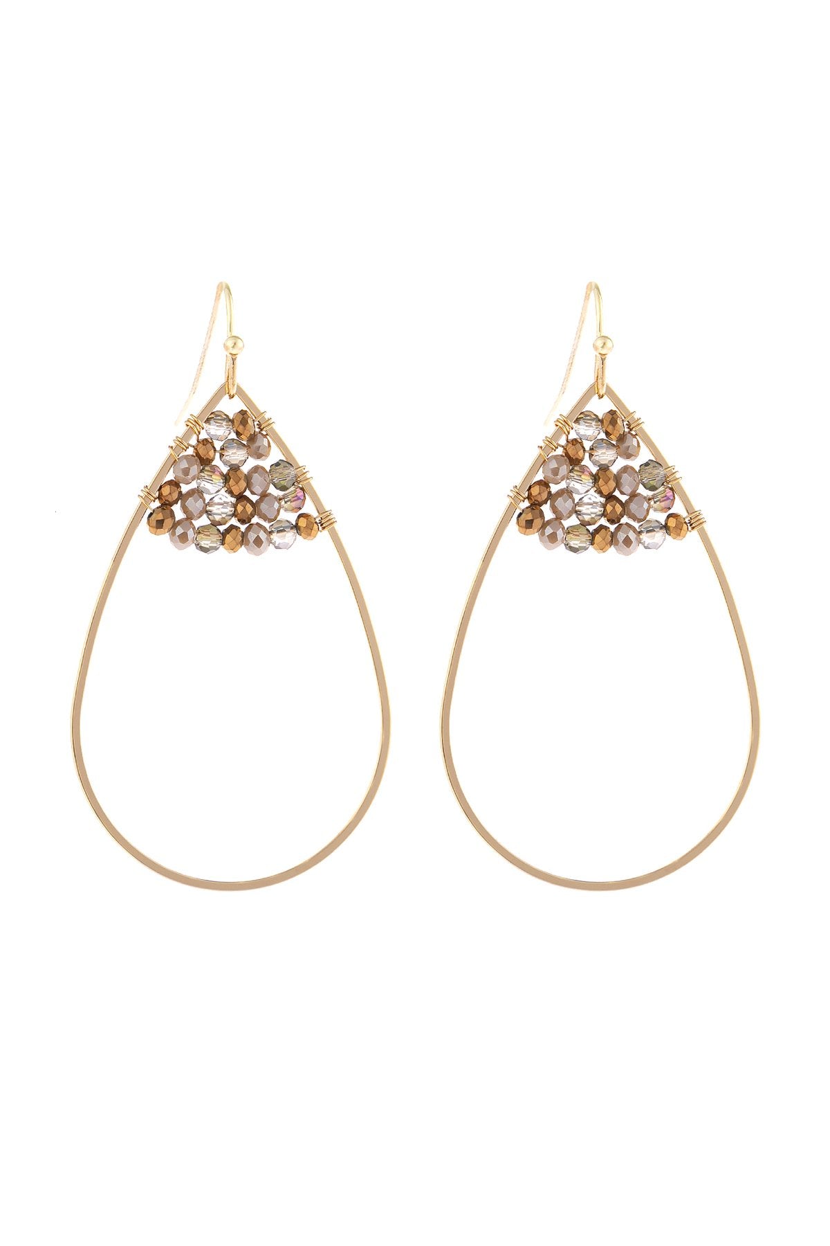 Open Teardrop With Rondelle Beads Earrings - 13 COLORS -