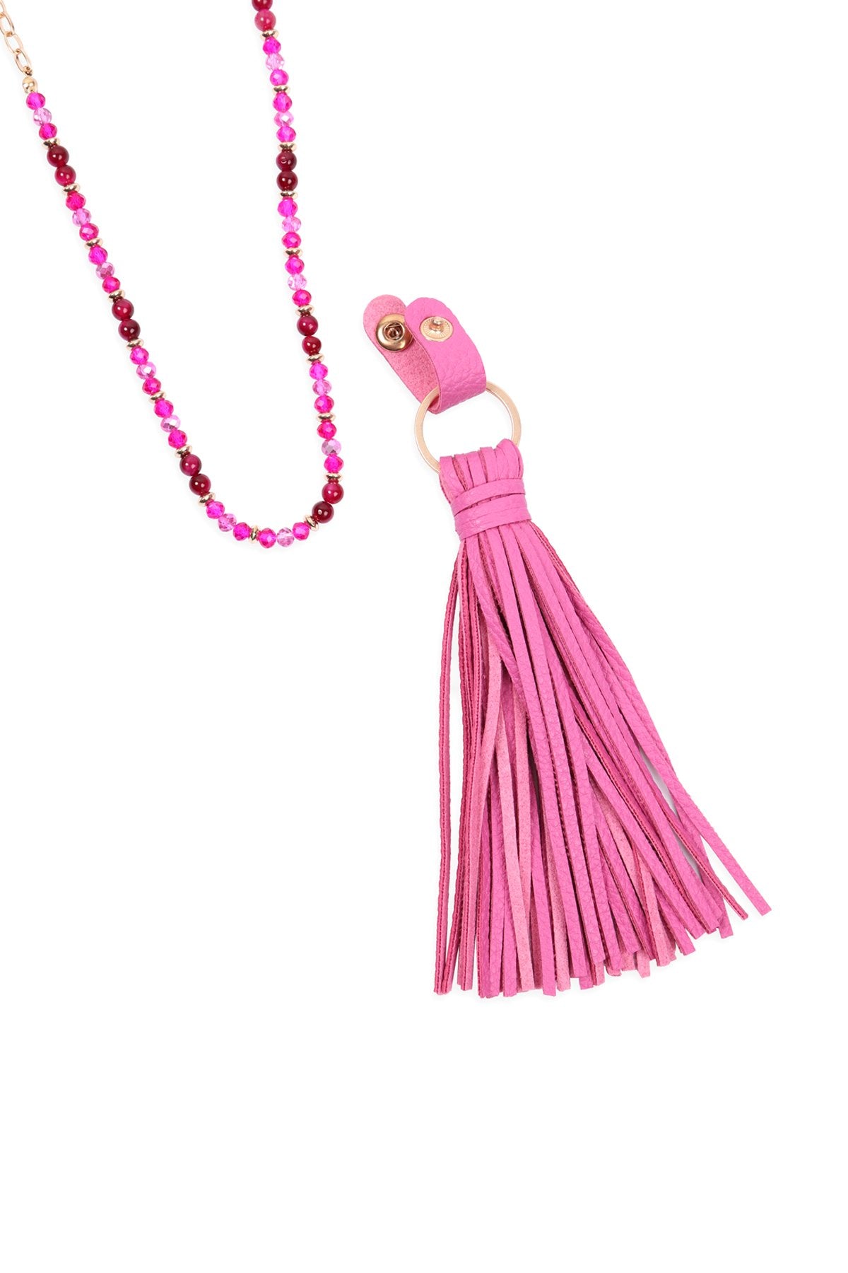 Riah Fashion - Leather Tassel Necklace - 8 COLORS -