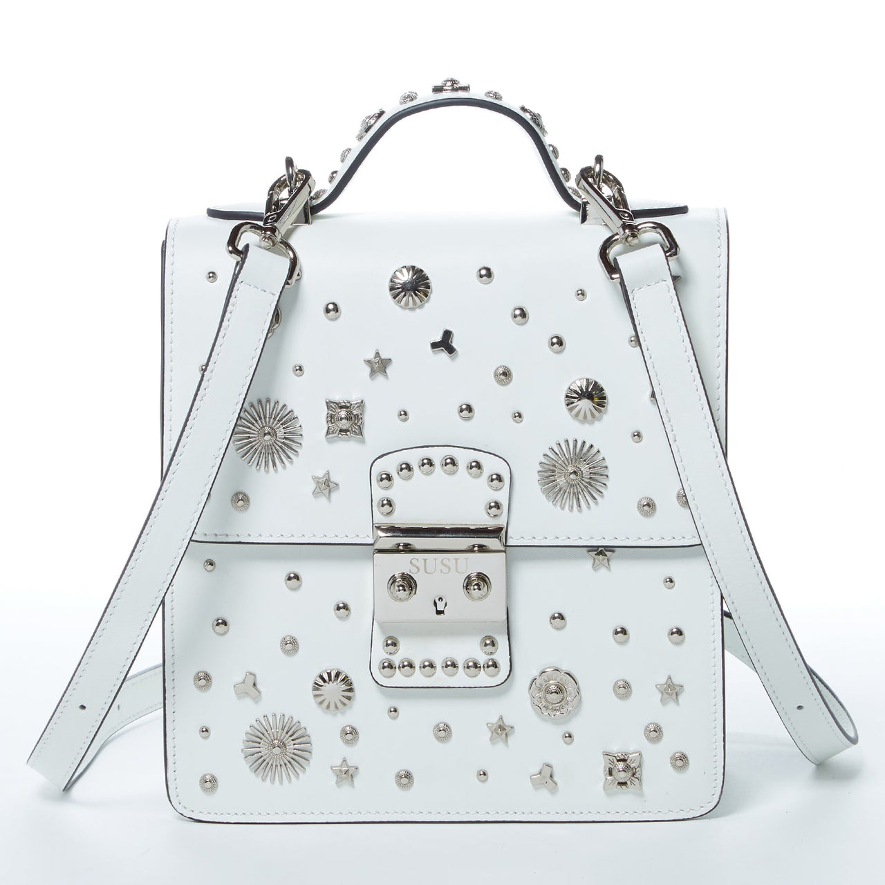 The Hollywood Backpack Leather Purse White -