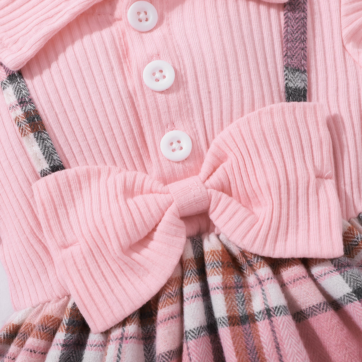 Baby Girl Plaid Collared Bow Detail Dress - T - 5 SIZES - 1 COLOR -