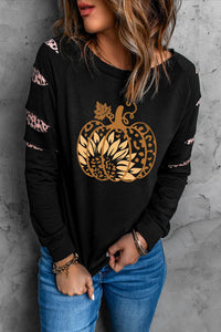 Thumbnail for Leopard Pumpkin Graphic Sweatshirt - T - 1 COLOR -