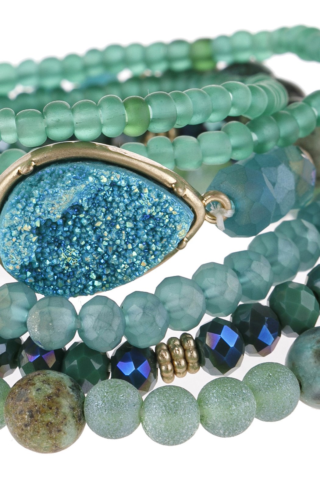 Teardrop Druzy Mixed Beads Bracelet - 8 COLORS -