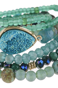 Thumbnail for Teardrop Druzy Mixed Beads Bracelet - 8 COLORS -