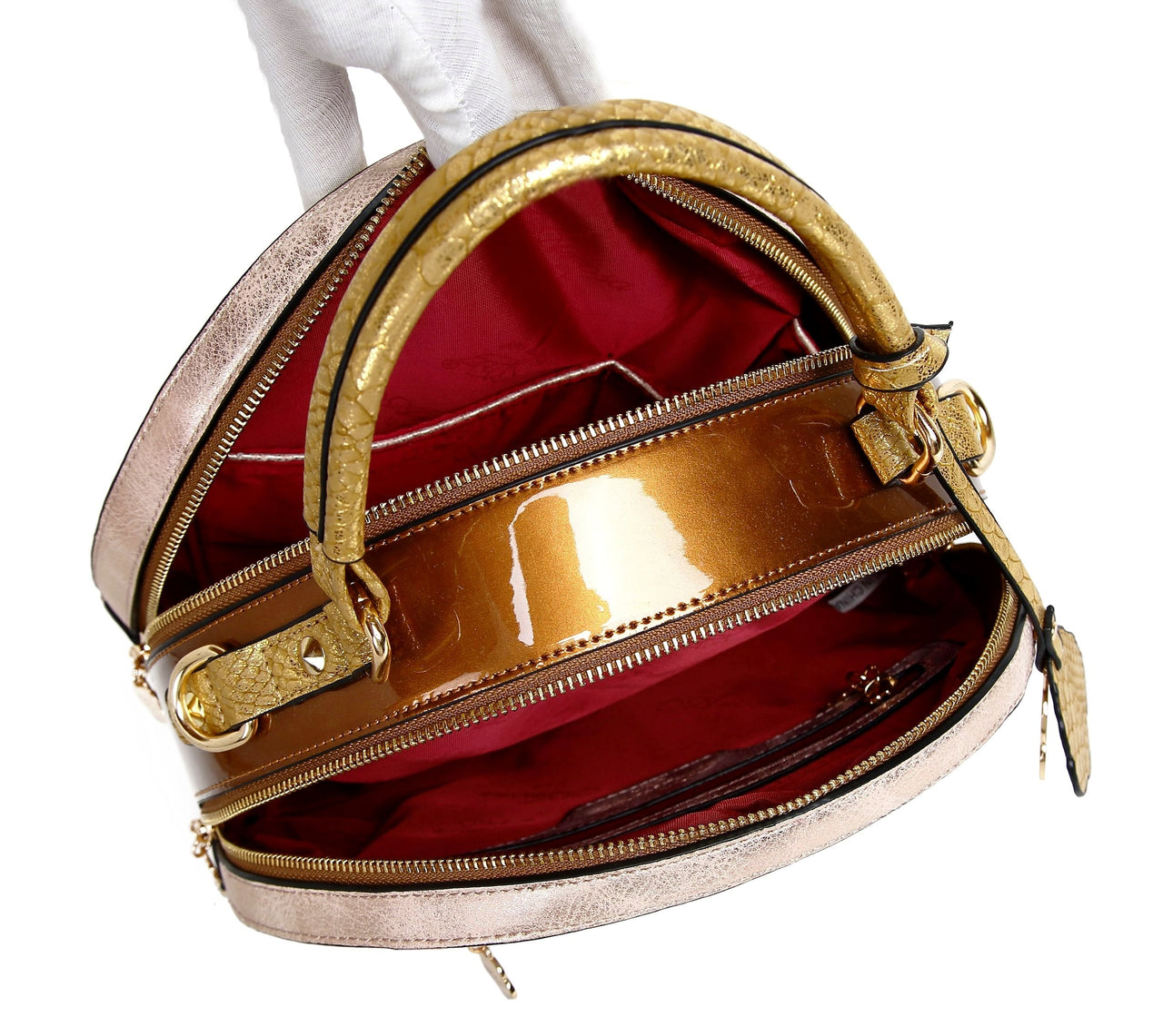 BRANGIO ITALY - Princess Mera Vintage Sphere Double Zipper Opening Handbag - 2 COLORS -