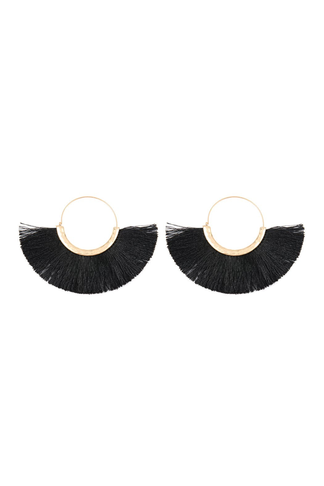 Fan Tassel Hoop Earring - 15 COLORS -