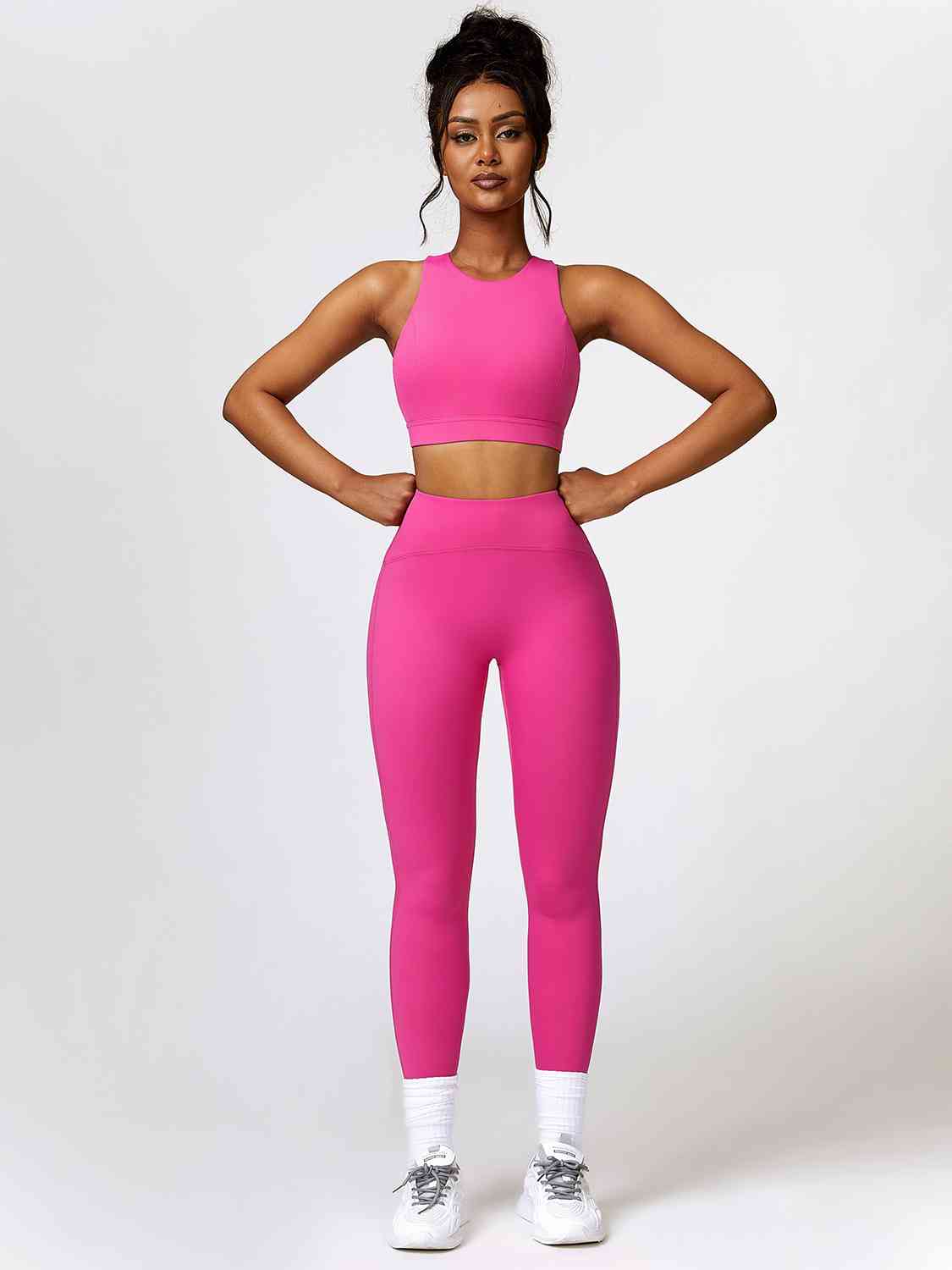 Cutout Cropped Sport Tank and Leggings Set - 2 PCS. - T - 5 COLOR -