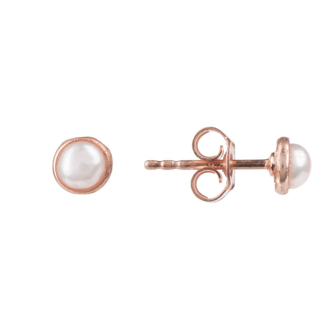 LATELITA - Petite Stud Earrings Rosegold White Pearl -