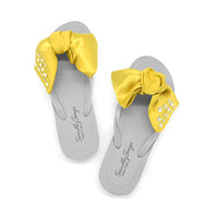 Thumbnail for SAND BY SAYA N.Y. - Kent-Silk Satin Yellow Bow - Flat Flip Flops Sandals - 5 COLORS -