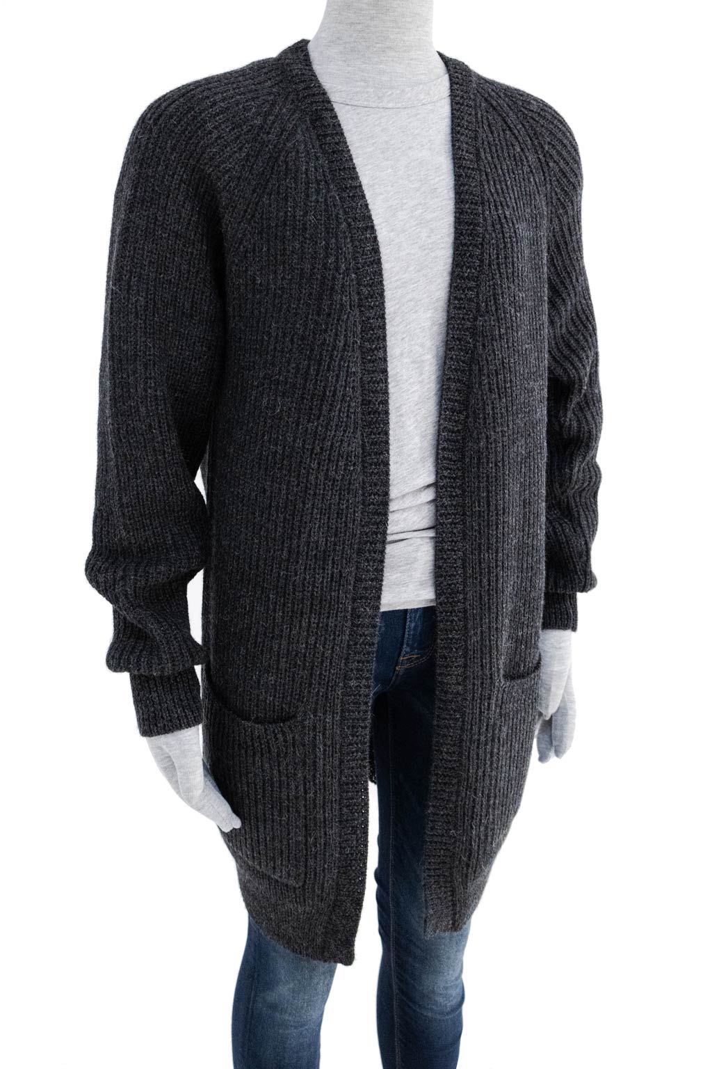 Cabin Measures - Heavy Knit Alpaca Wool Sweater Coat in Carbon -