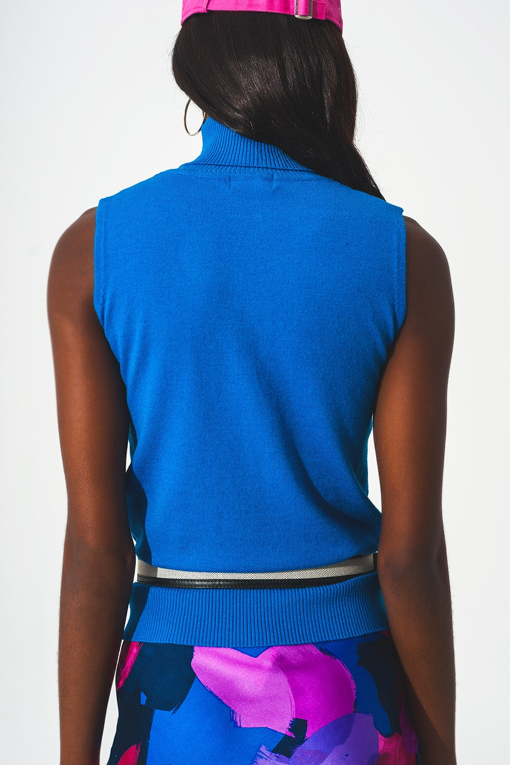 Q2 - Knitted Tank Jumper in Blue - 1 COLOR -