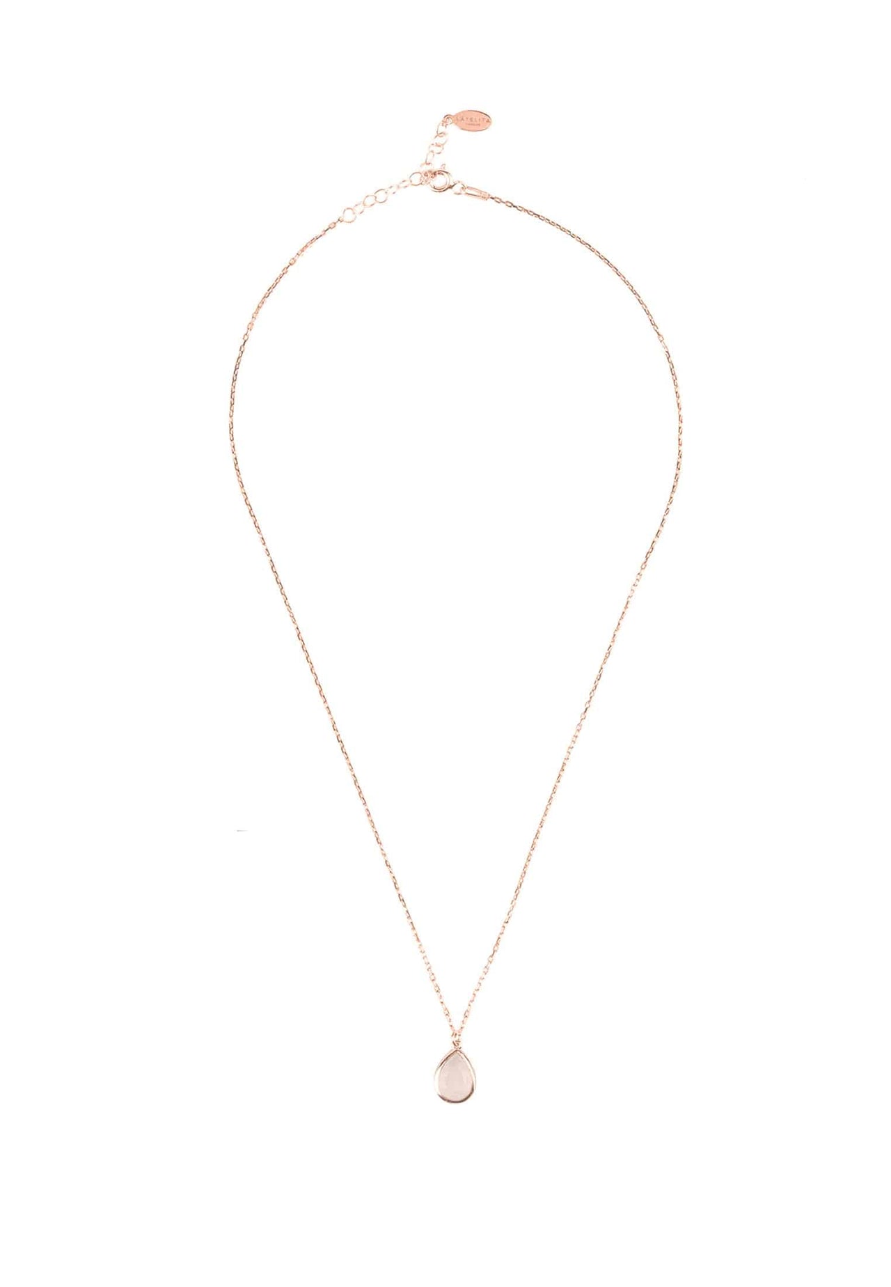 LATELITA - Pisa Mini Teardrop Necklace Rosegold Rose Quartz -