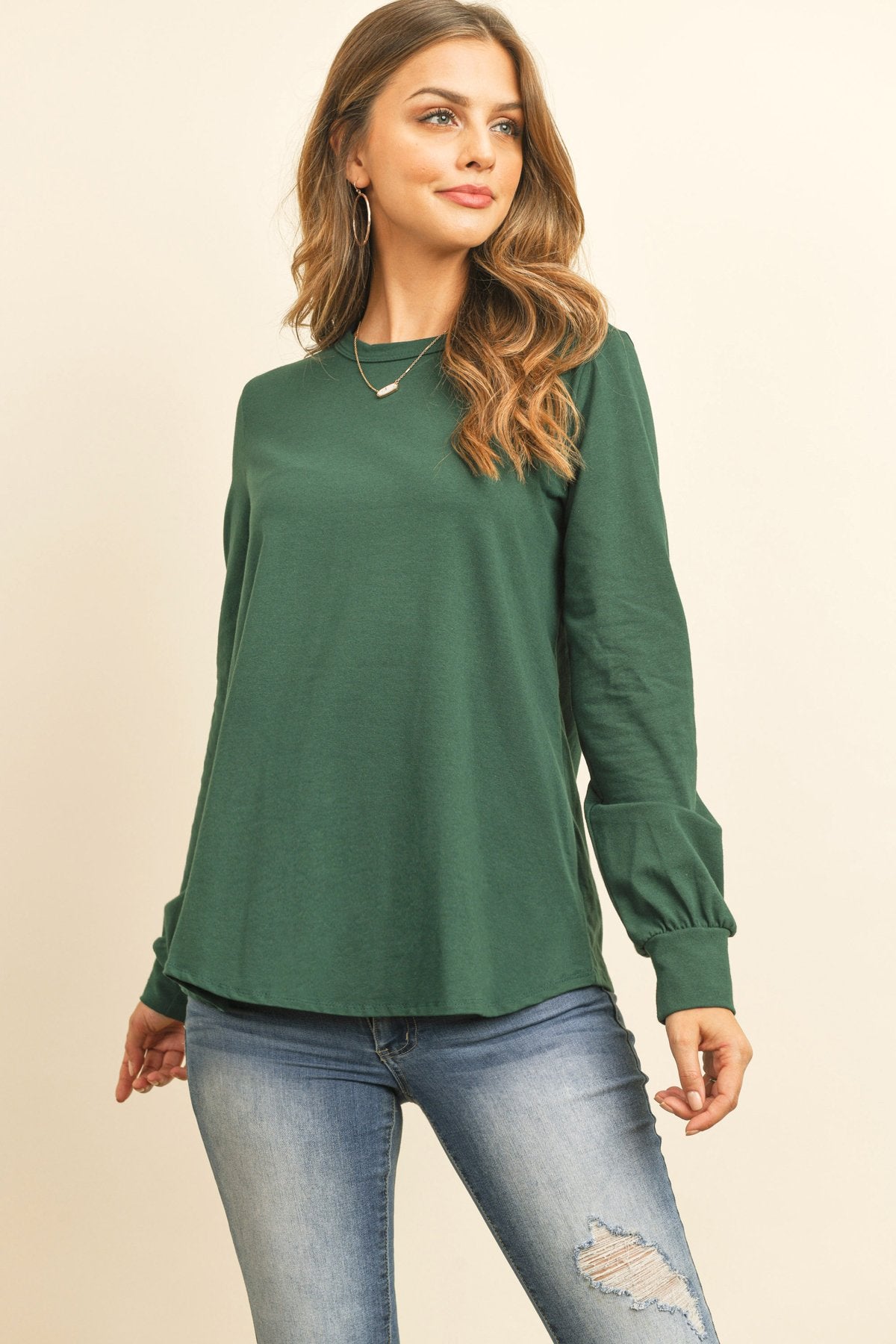 Riah Fashion - Long Sleeve Round Neck Solid Top - 18 COLORS -