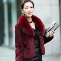 Thumbnail for Sharon Tatem - Women Furry Short Faux Fox Fur Collar Jacket Overcoat - 7 COLORS -