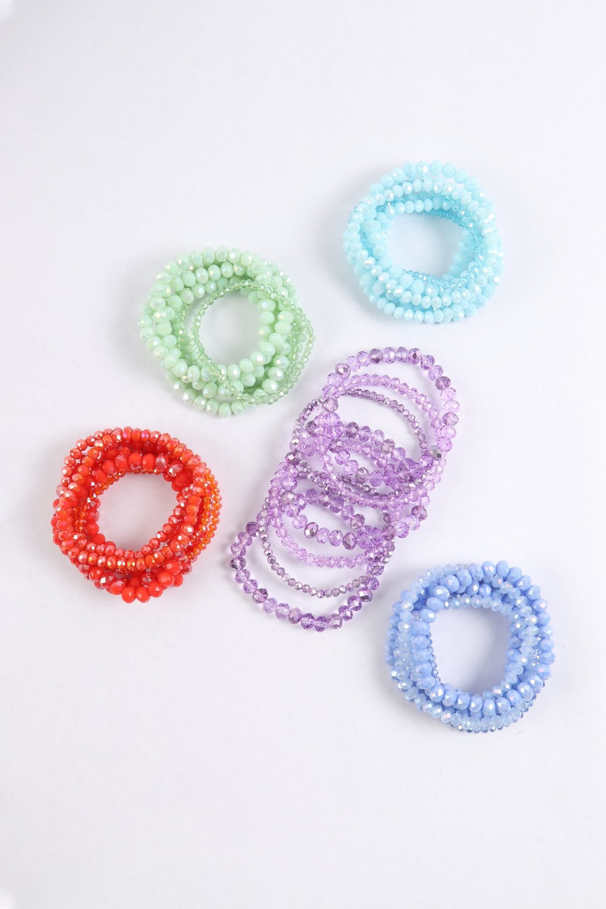 Seven Lines Glass Beads Stretch Bracelet - 22 COLORS