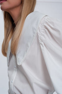 Thumbnail for Q2 - Oversized Collared Shirt in White - 1 COLOR