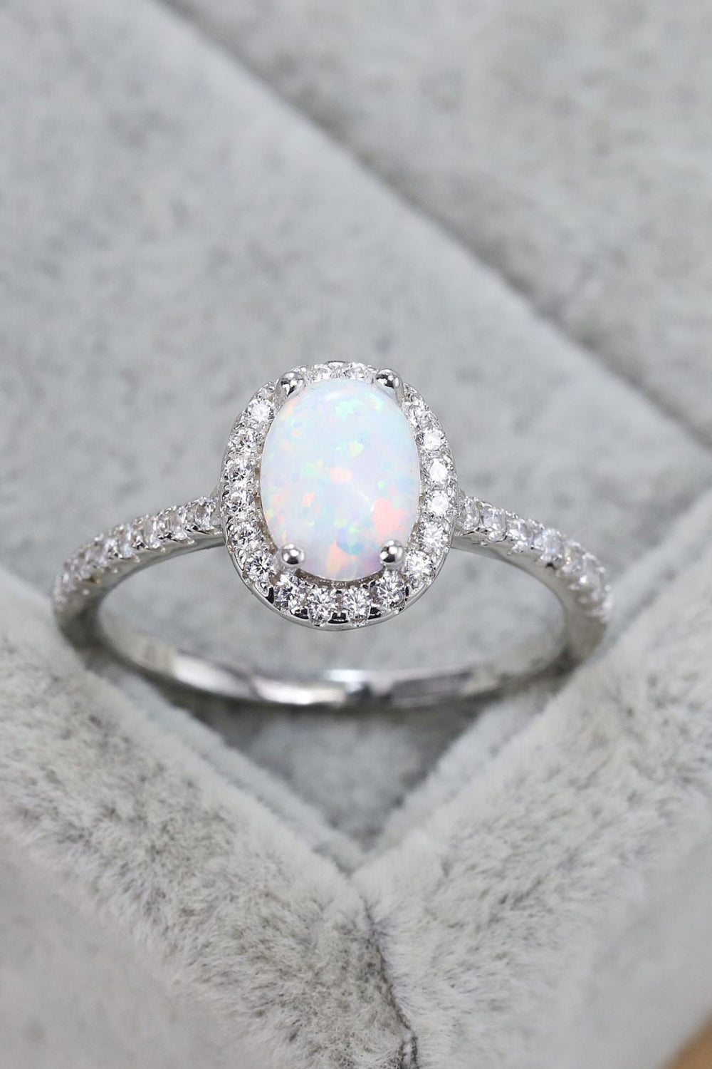 Opal 925 Sterling Silver Halo Ring - T - SIZES 5 THRU 10 - 1 COLOR -