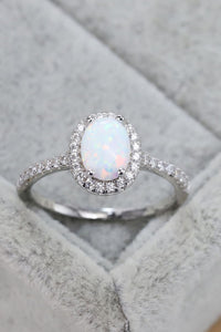 Thumbnail for Opal 925 Sterling Silver Halo Ring - T - SIZES 5 THRU 10 - 1 COLOR -