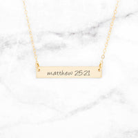 Thumbnail for Matthew 25:21 Necklace - Gold Bar Necklace -