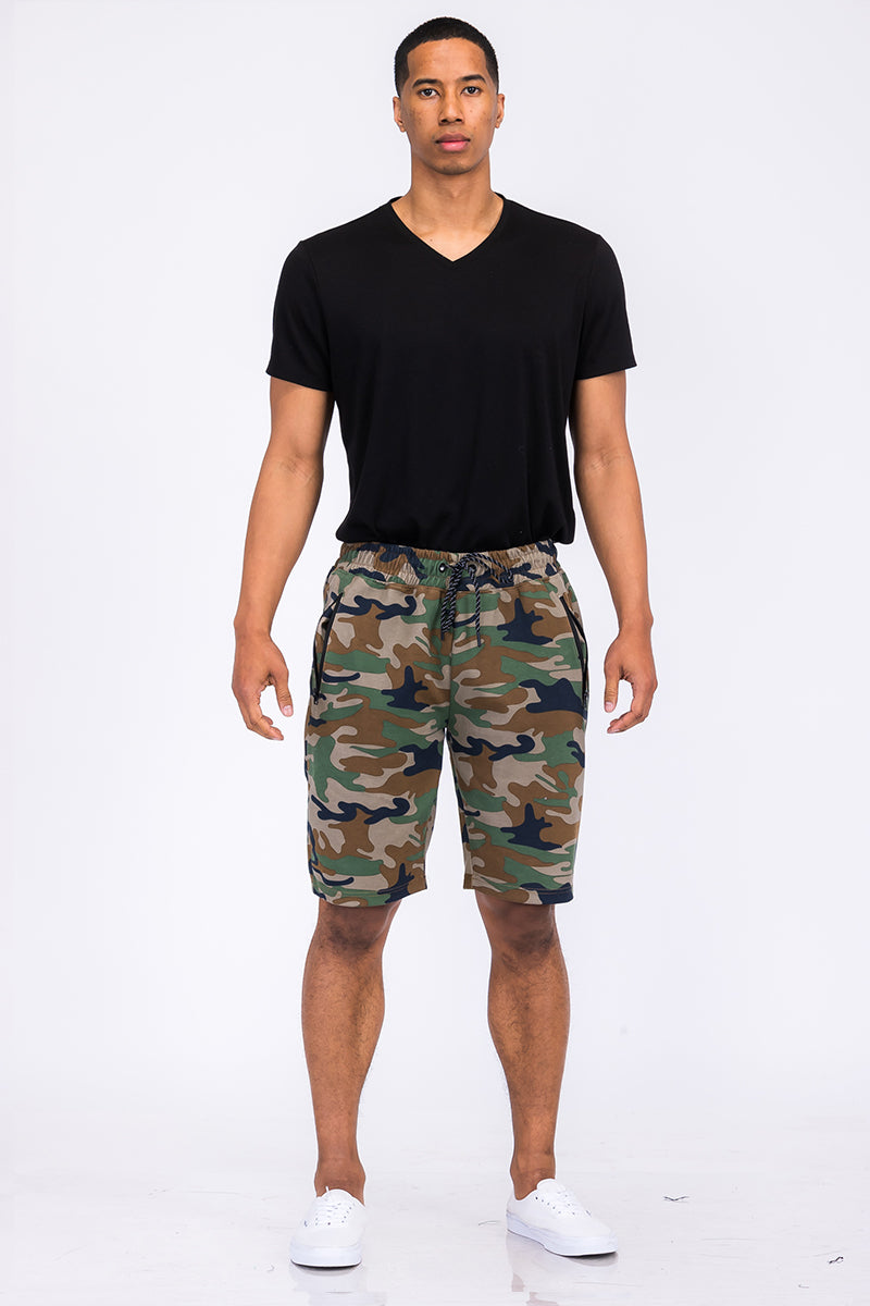 Heathered Cotton Shorts - 1 CAMO COLOR -