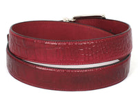 Thumbnail for PAUL PARKMAN - Men's Croc Embossed Calfskin Belt Burgundy -