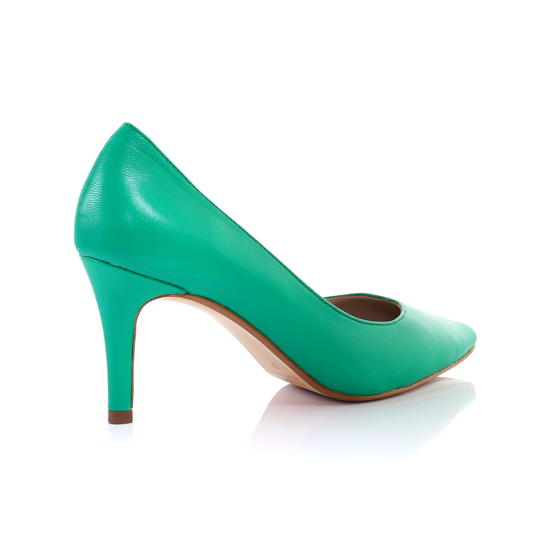 Leather 8cm Pin Heel Pointed Toe Pumps-Green