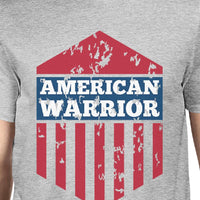 Thumbnail for American Warrior Tee Mens Grey Cotton Tshirt American Flag Shirt - 1 COLOR