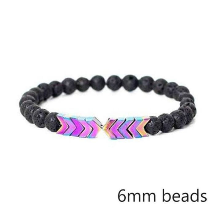 Rainbow Chroma Moonstone Arrows and Lava Stones Bracelet -