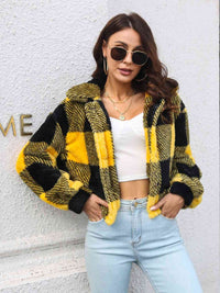 Thumbnail for Plaid Dropped Shoulder Buttoned Jacket - T - 4 COLORS -