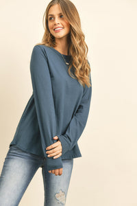 Thumbnail for Riah Fashion - Long Sleeve Round Neck Solid Top - 17 COLORS -