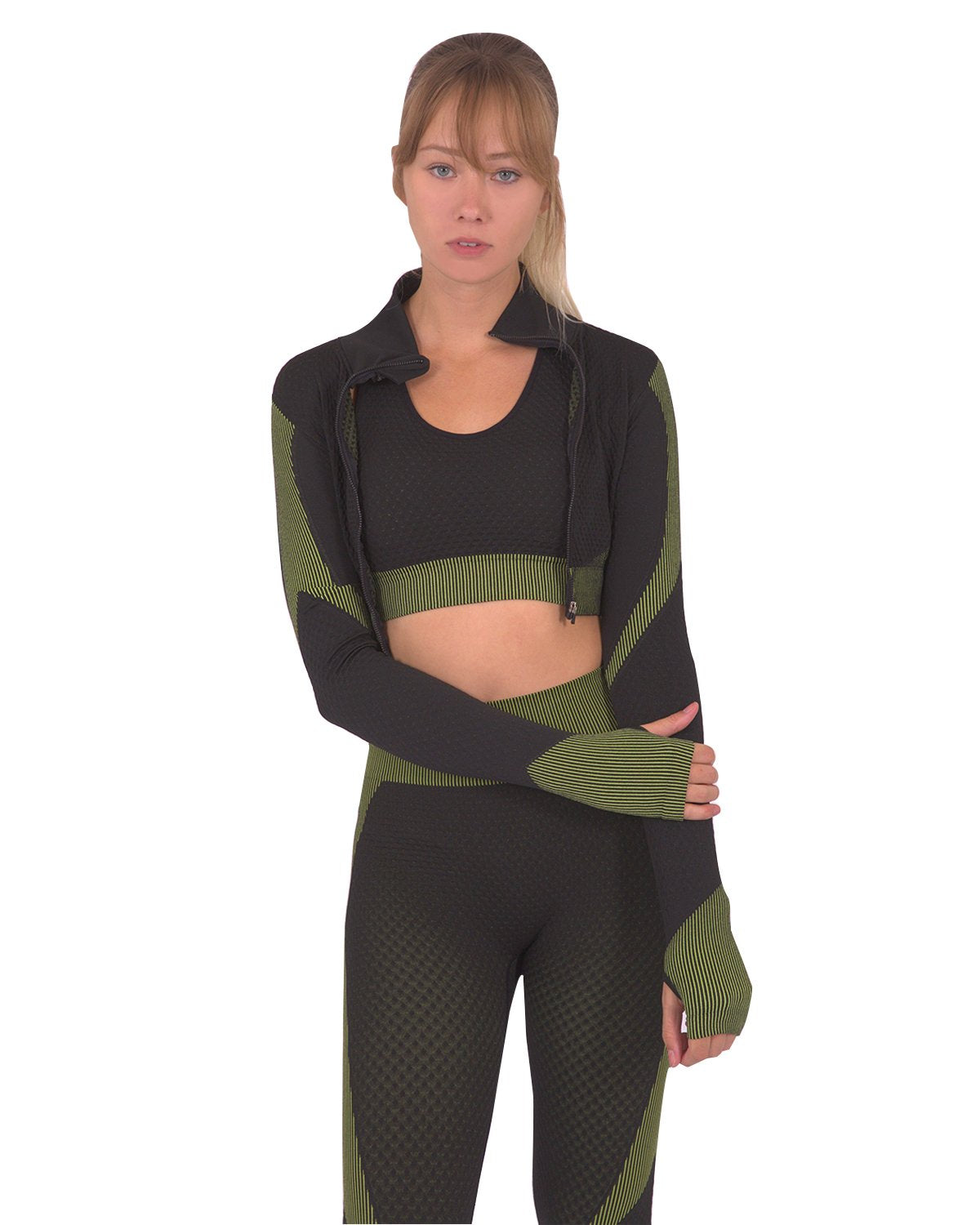 Savoy - Trois Seamless Sports Jacket - Black With Green - 1 COLOR -