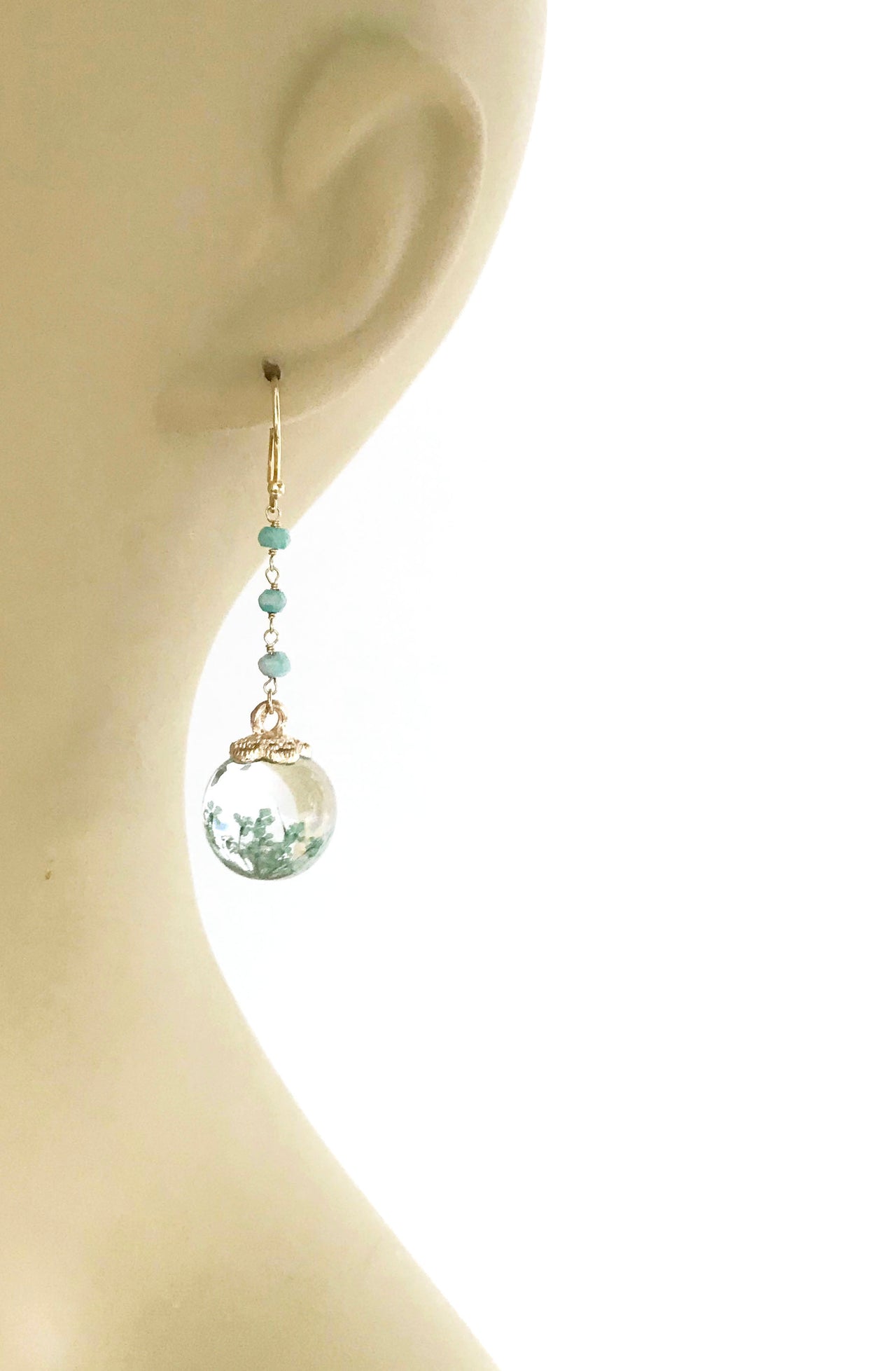 Gena Myint - Petrified Flower Keepsake Amazonite Earrings -