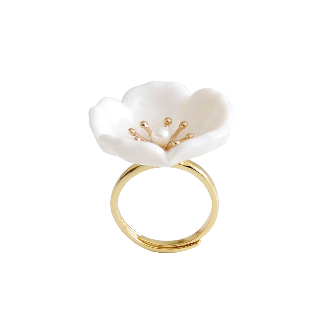 Snow-White Porcelain Plum Blossom Ring -