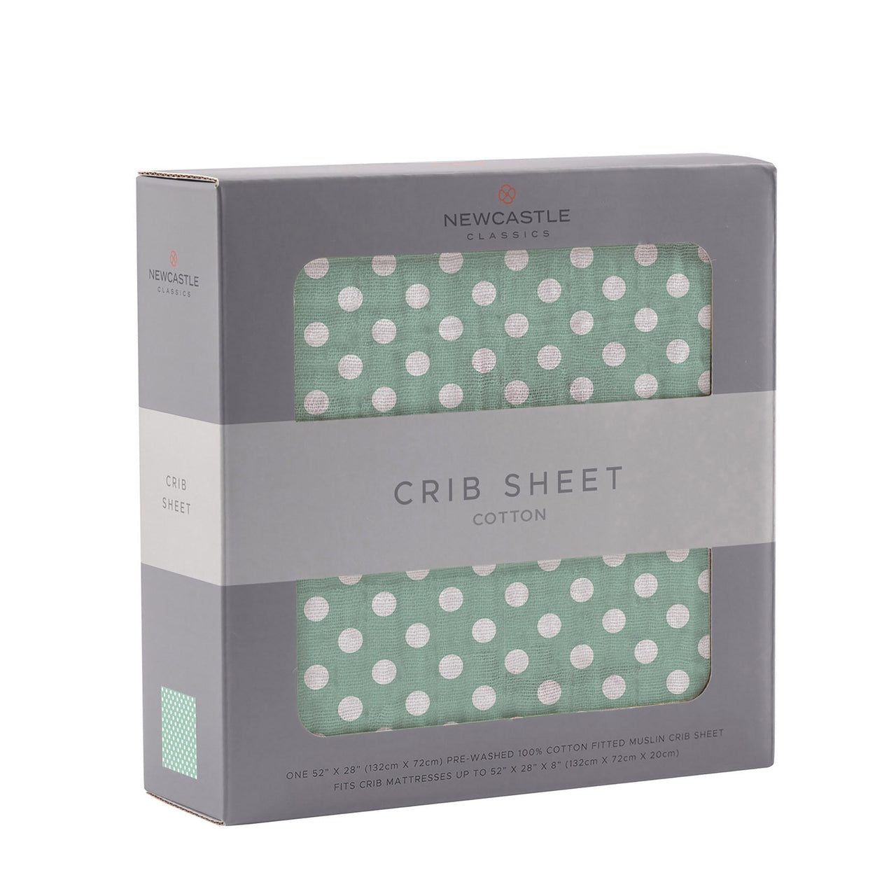 Newcastle - Jade Polka Dot Cotton Muslin Crib Sheet -