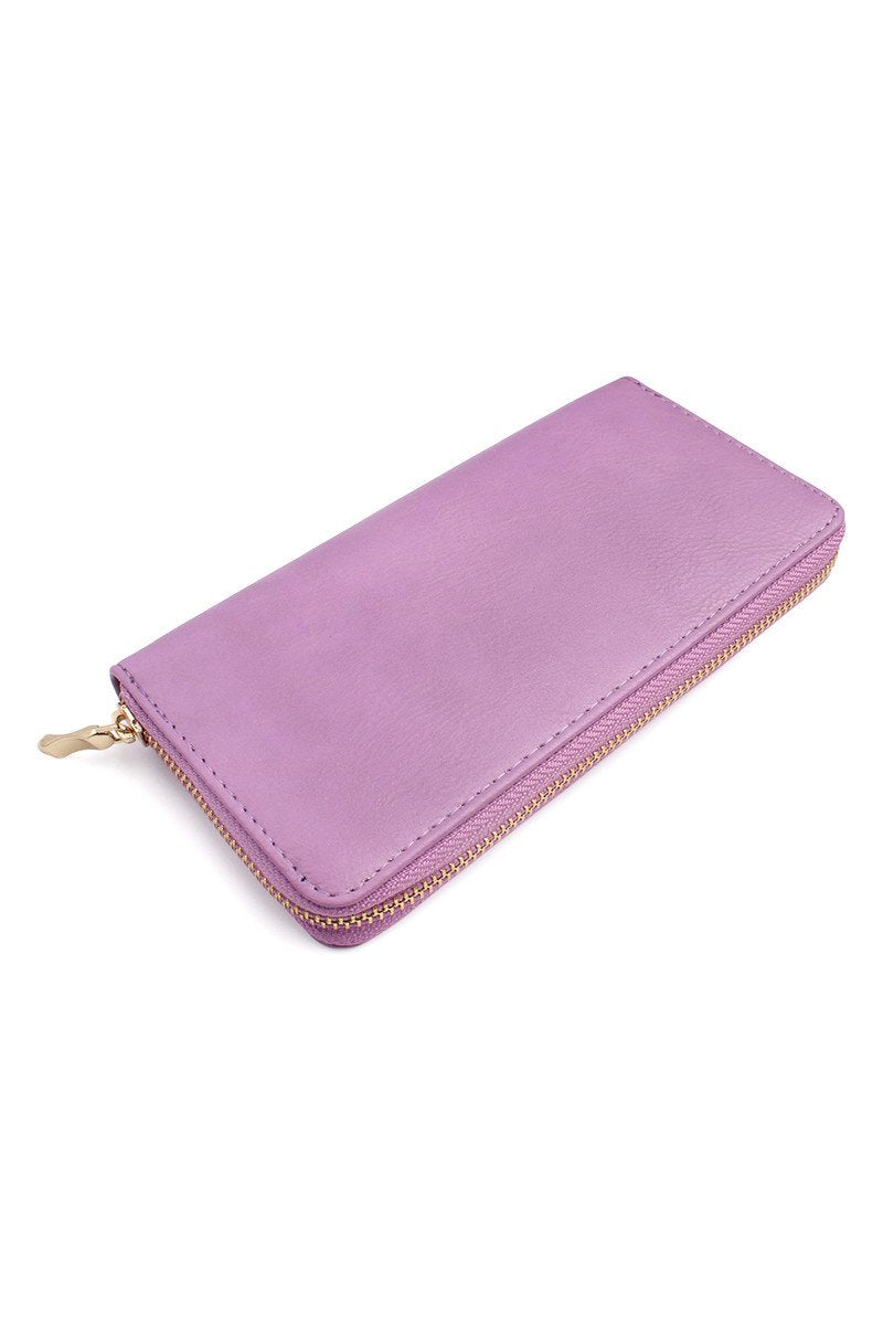 Riah Fashion - Classic Single Zipper Wallet - 13 COLORS -