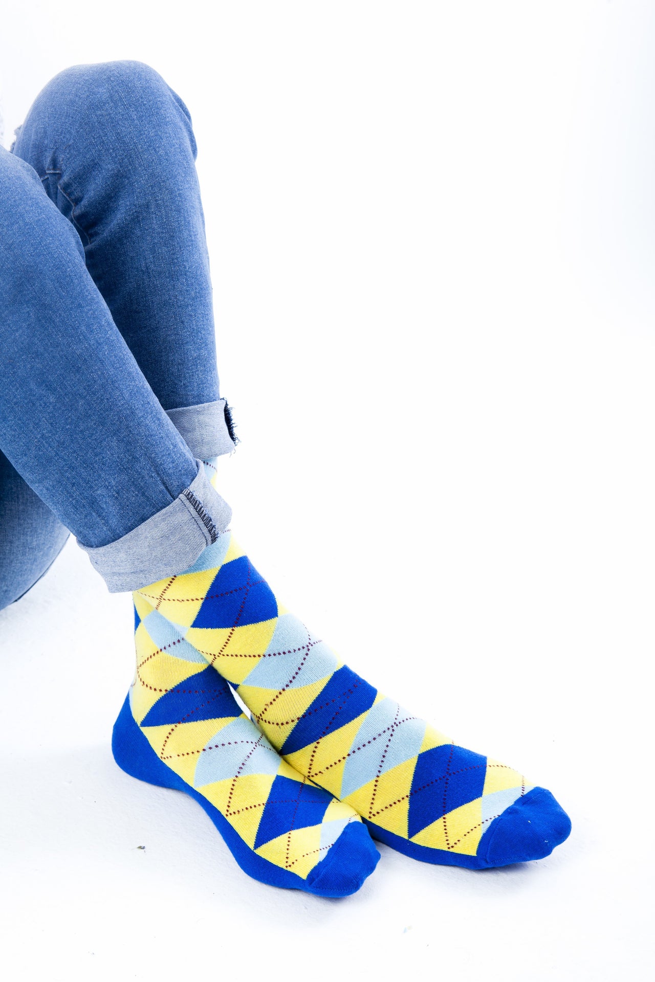 Men's Admiral Lemon Argyle Socks - 1 COLOR -