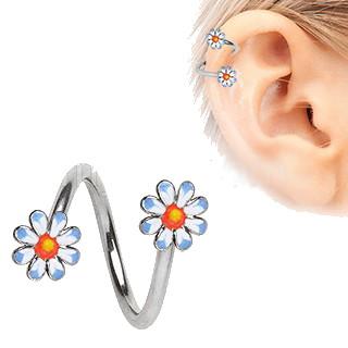 316L Stainless Steel Daisy Flower Cartilage Twist Jewelry -