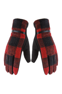 Thumbnail for Riah Fashion - Buffalo Plaid Strap Smart Touch Gloves - 2 COLORS -