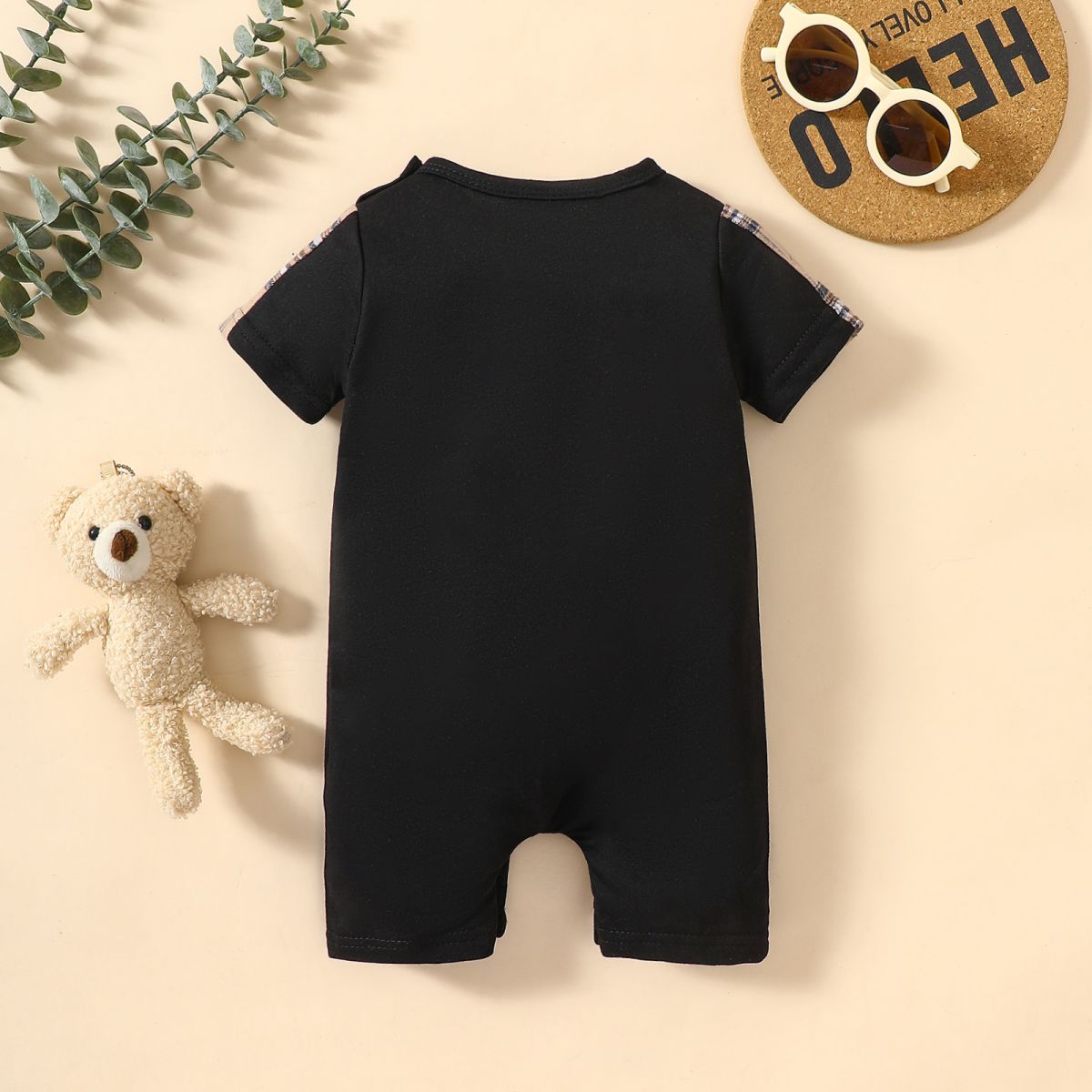 Baby MINI BOSS Bear Graphic Short Sleeve Romper - T - 5 SIZES - 1 COLOR -