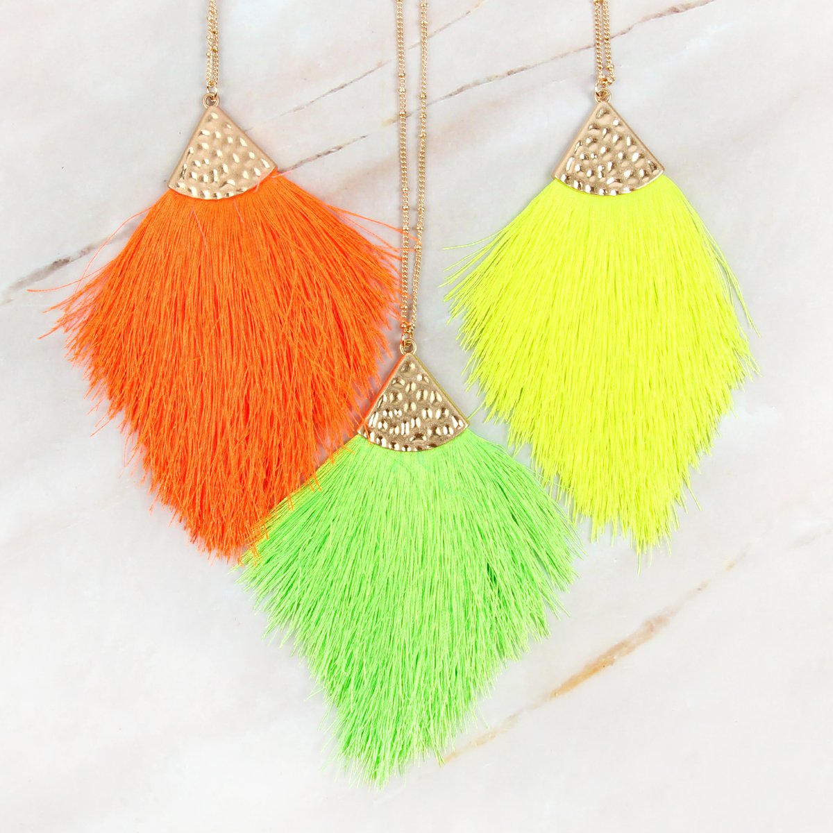 Riah Fashion - Tassel Pendant Dainty Necklace - 34 COLORS -