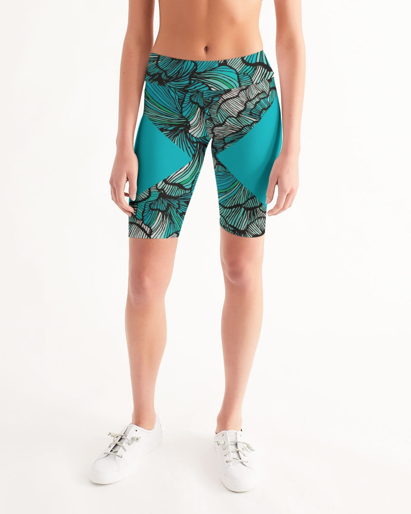 Chaluisant - Sea Petal Swirls Women's Mid-Rise Bike Shorts -