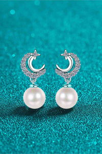 Thumbnail for Moissanite Pearl Drop Earrings