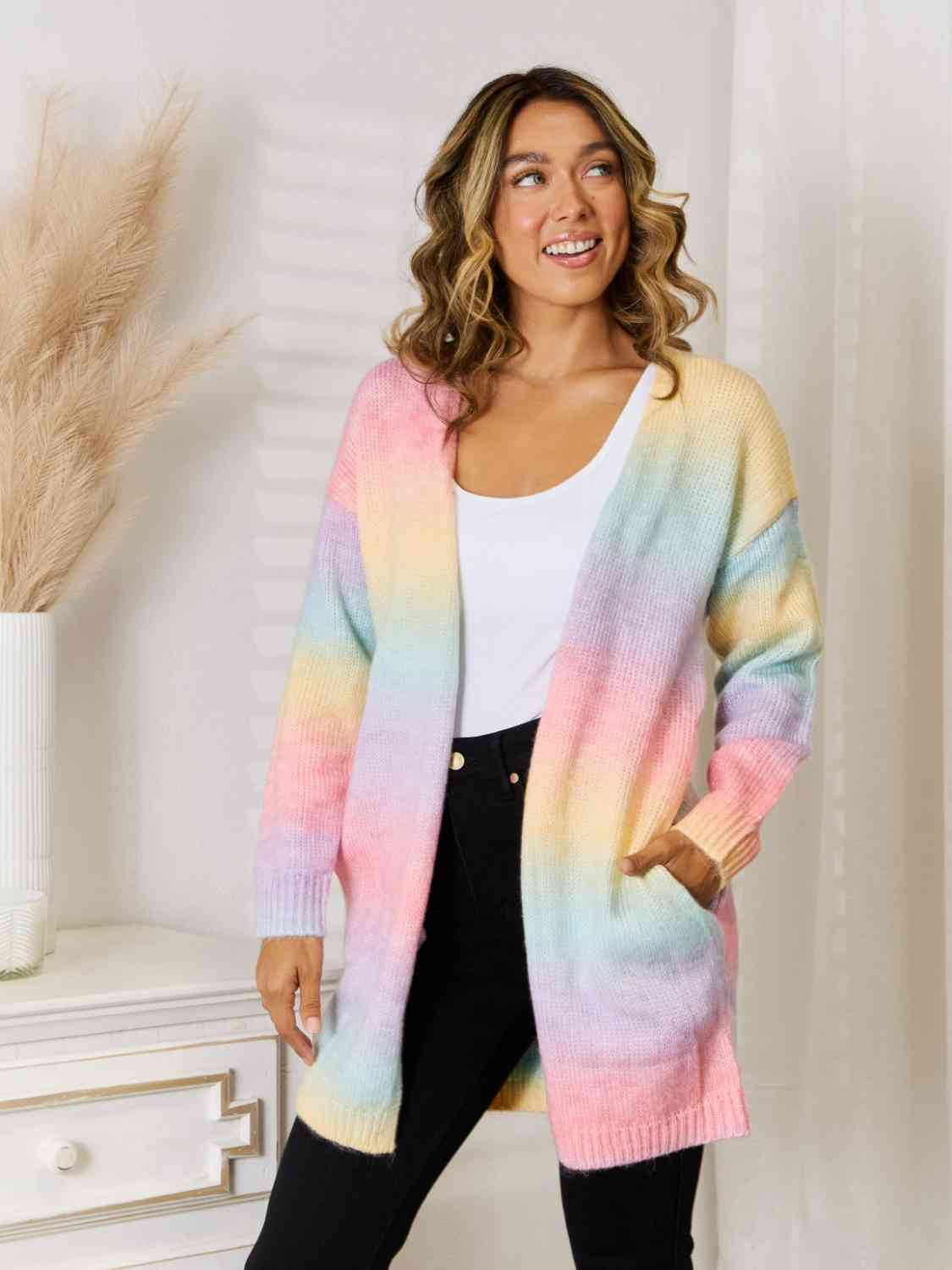 Full Size Gradient Open Front Cardigan - T - 5 COLORS -