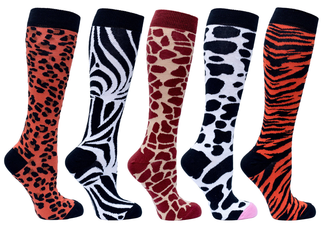 Women's Animal Kingdom Knee High Socks Set - 5 PACK -