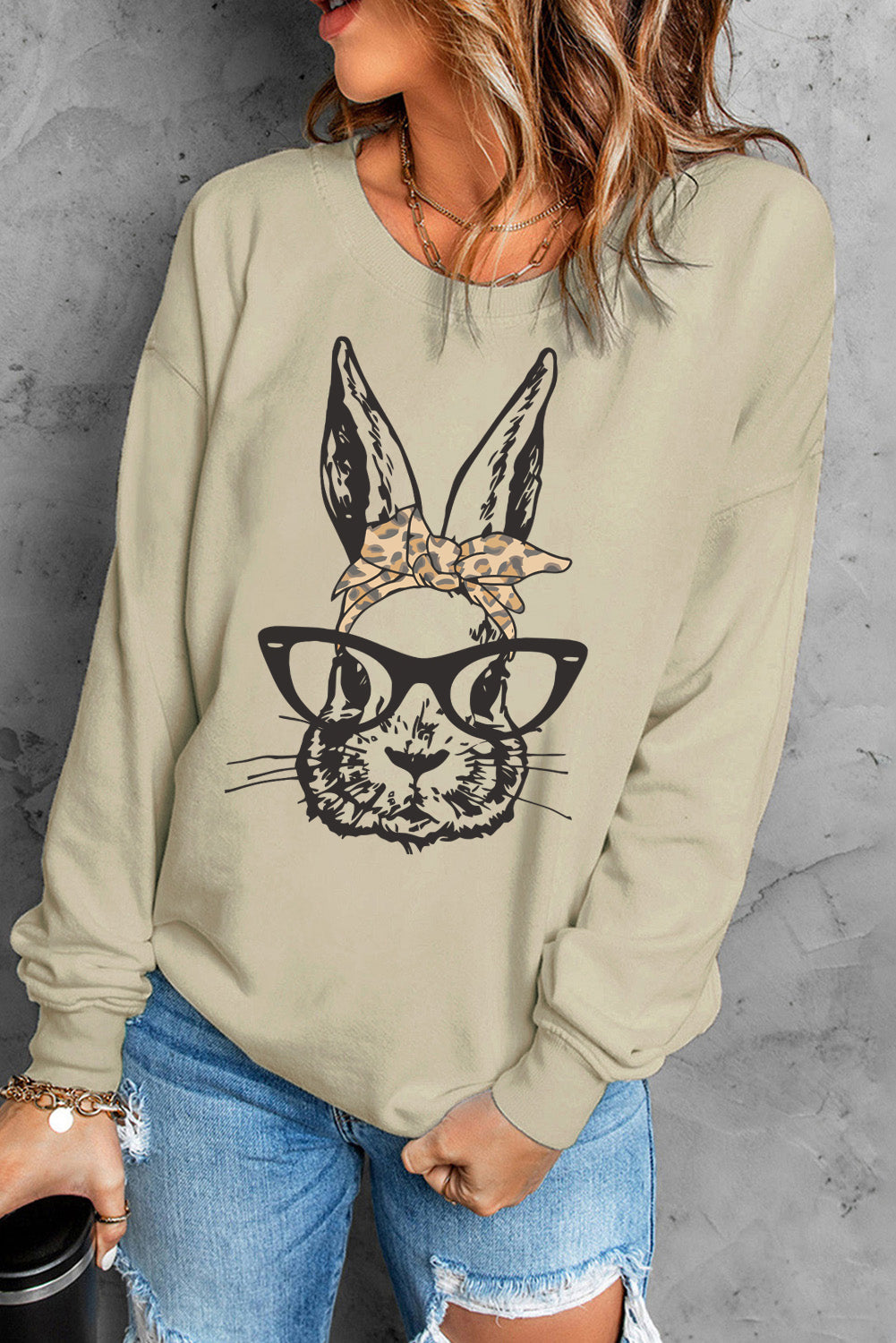 Easter Graphic Drop Shoulder Sweatshirt - T - 1 COLOR -