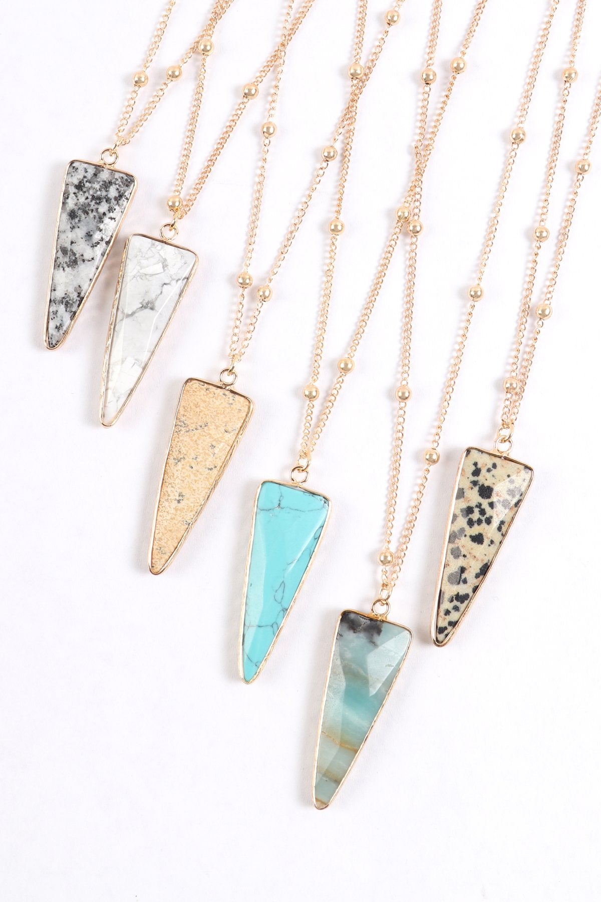 Arrowhead Shape Stone Pendant Necklace - 6 COLORS -