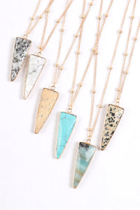 Thumbnail for Arrowhead Shape Stone Pendant Necklace - 6 COLORS -