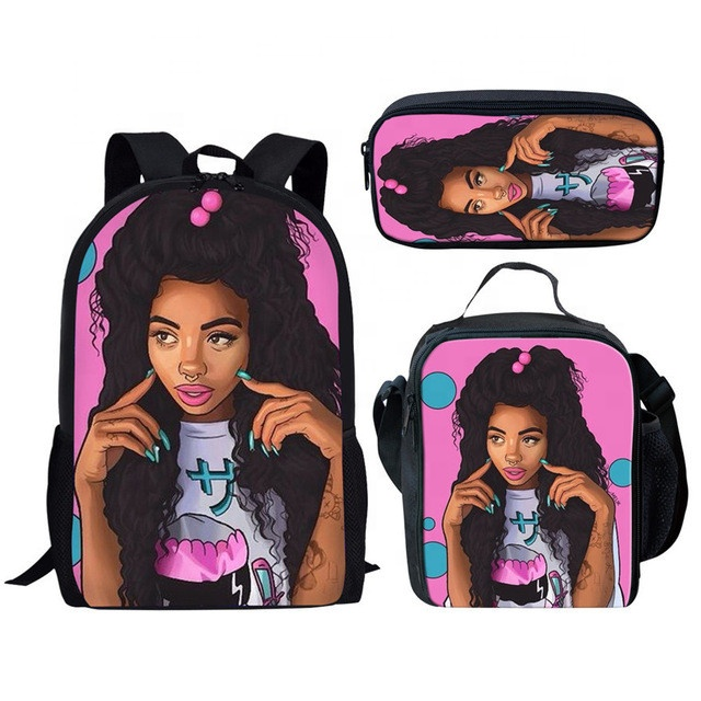 Back to School Backpack - Girl & Bubble gum plus 37 more, different faces - 3Pcs/Set School Bags for Girls - [10-15 DAY DELIVERY] - 38 DIFERRENT FACES -