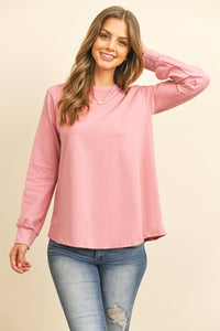 Thumbnail for Riah Fashion - Long Sleeve Round Neck Solid Top - 17 COLORS -