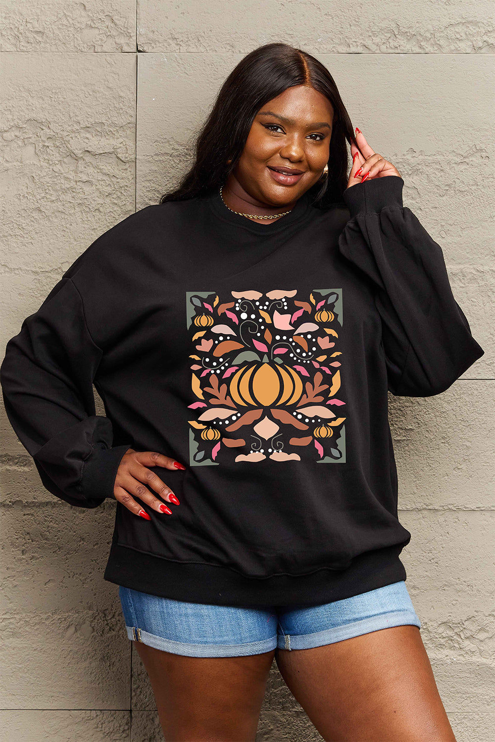 Simply Love Full Size Graphic Dropped Shoulder Sweatshirt - S THRU 3XL -  T - 1 COLOR -